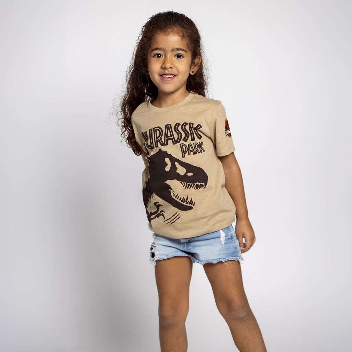 T-Shirt met Korte Mouwen voor kinderen Jurassic Park Bruin