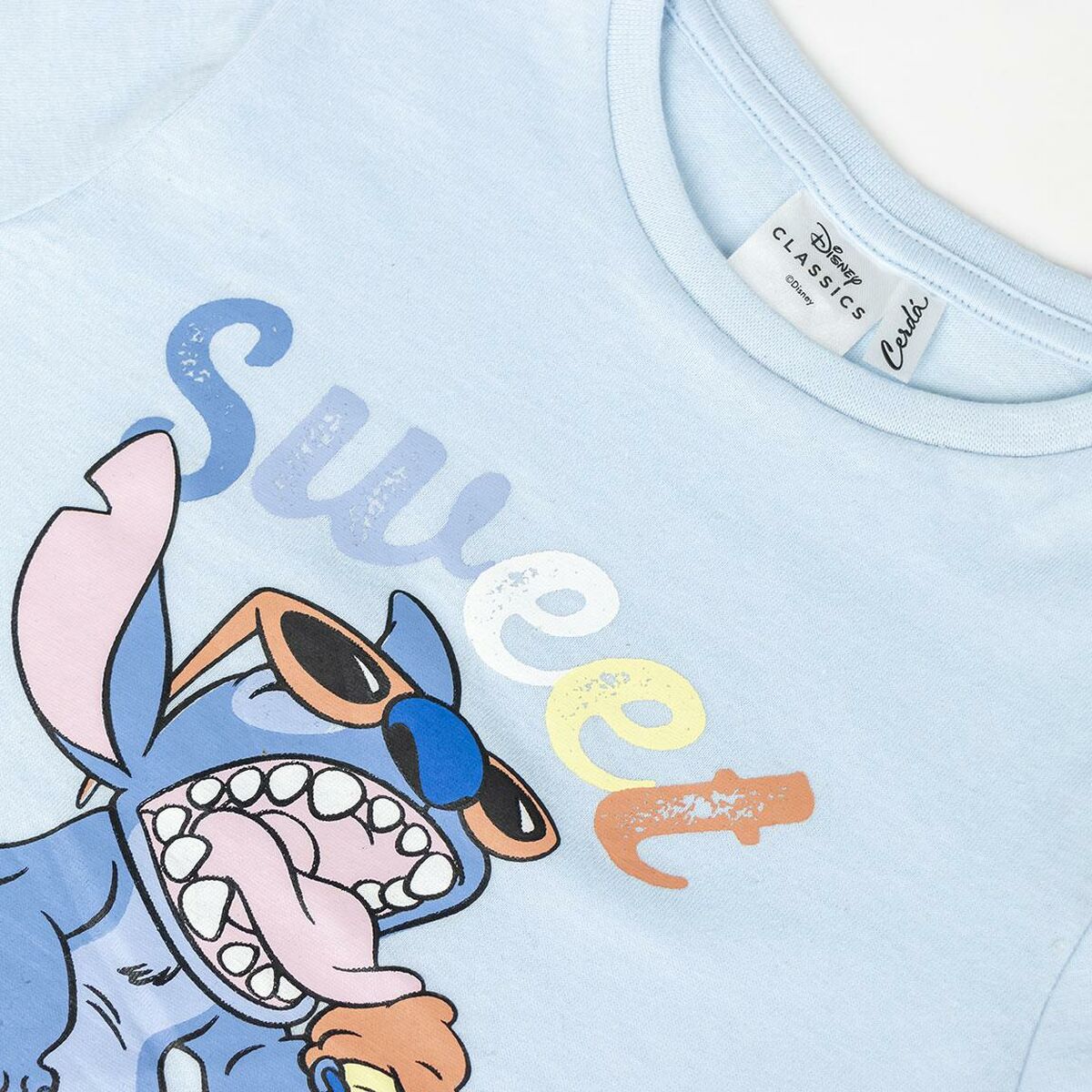 T-Shirt met Korte Mouwen voor kinderen Stitch Licht Blauw