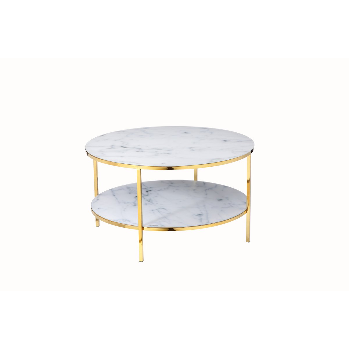 Salontafel met 2 planken Ø 80 cm
