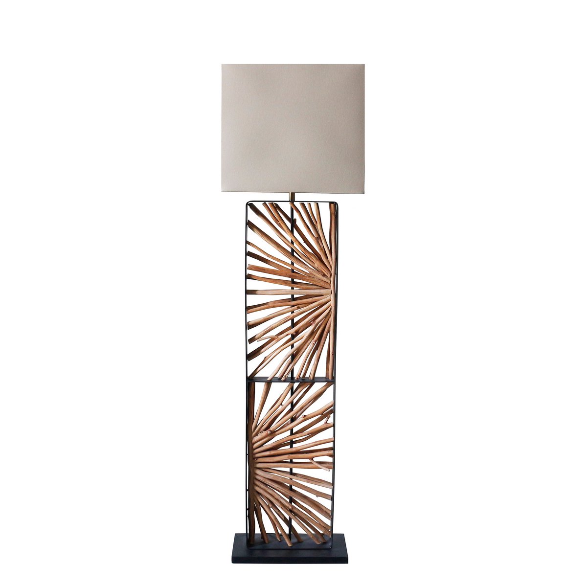 Vloerlamp drijfhout naturel/beige 165 cm