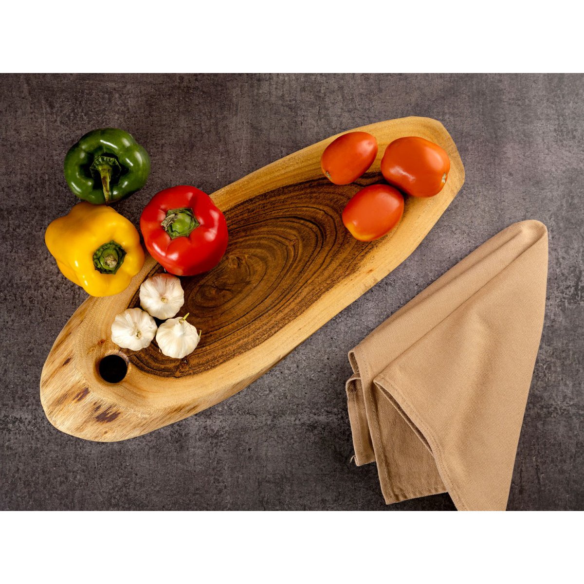 Serveerplank boomschijf 4- of 8-delige snijplank hout dienblad decoratie acacia massief