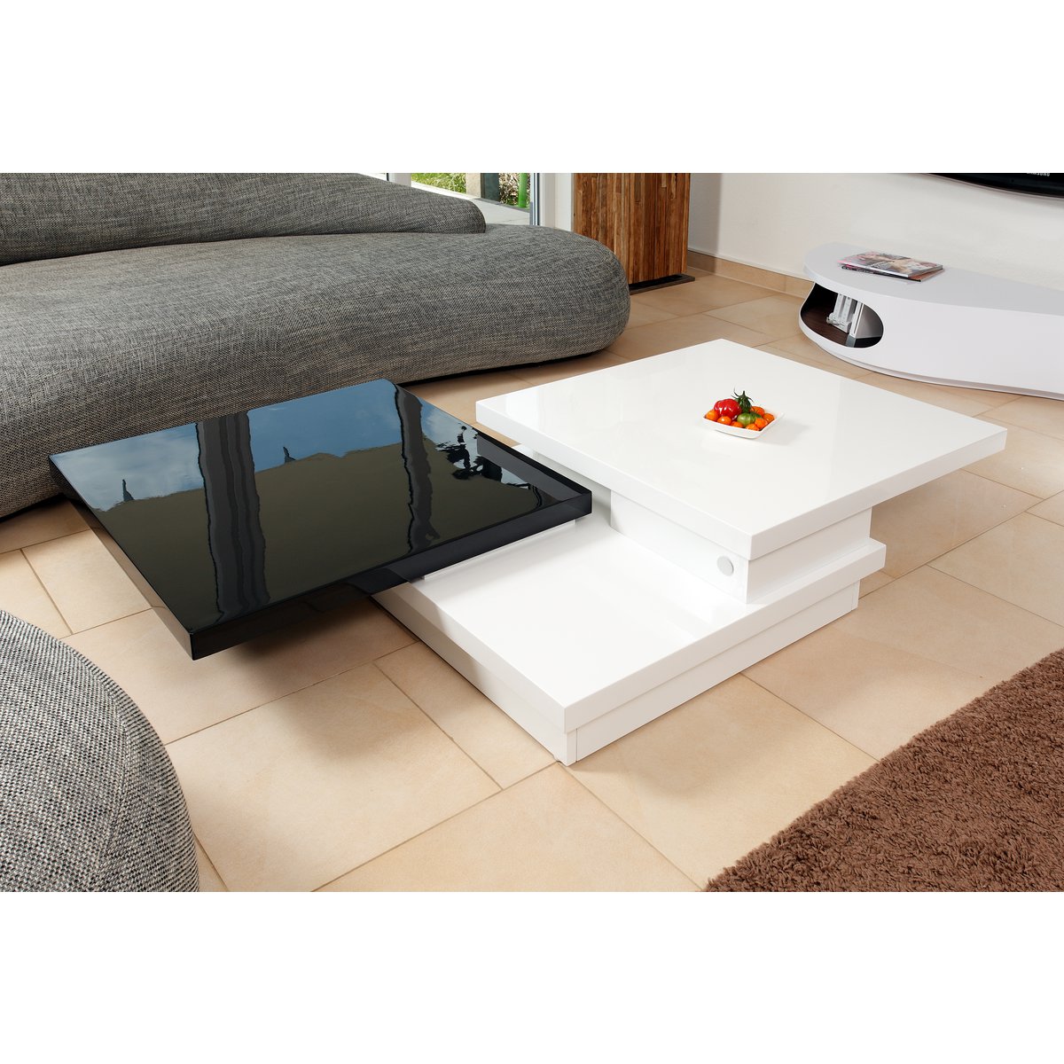 Salontafel 120X80 cm wit/zwart