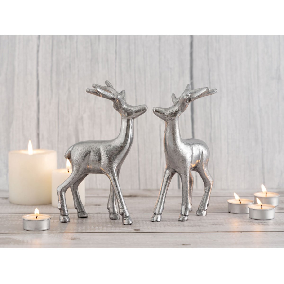 Decoratie Figuur herten VE 8x 2 stukken Tabel Decoratie Dierfiguur Silver o. Gold Metal Christmas Decoratie