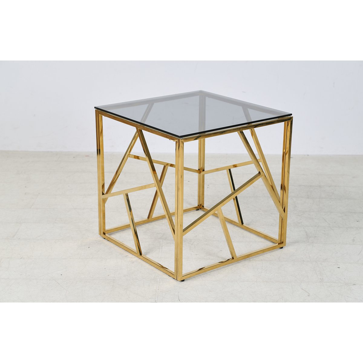 Bijzettafel goud/grijs 55x55 cm