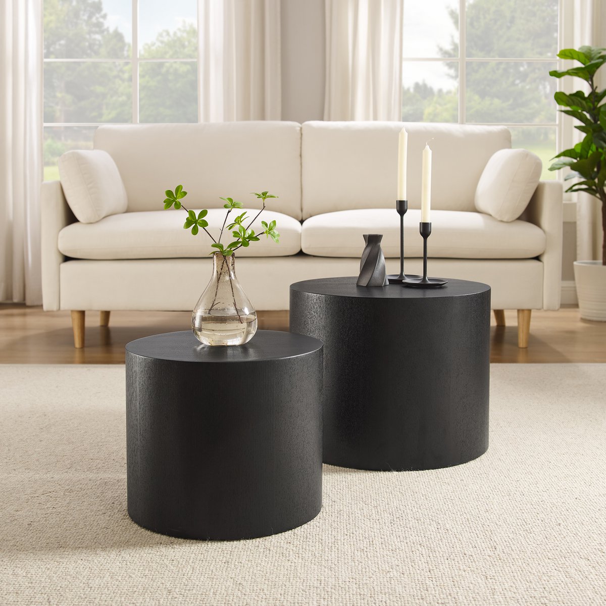 Salontafel set van 2 zwart