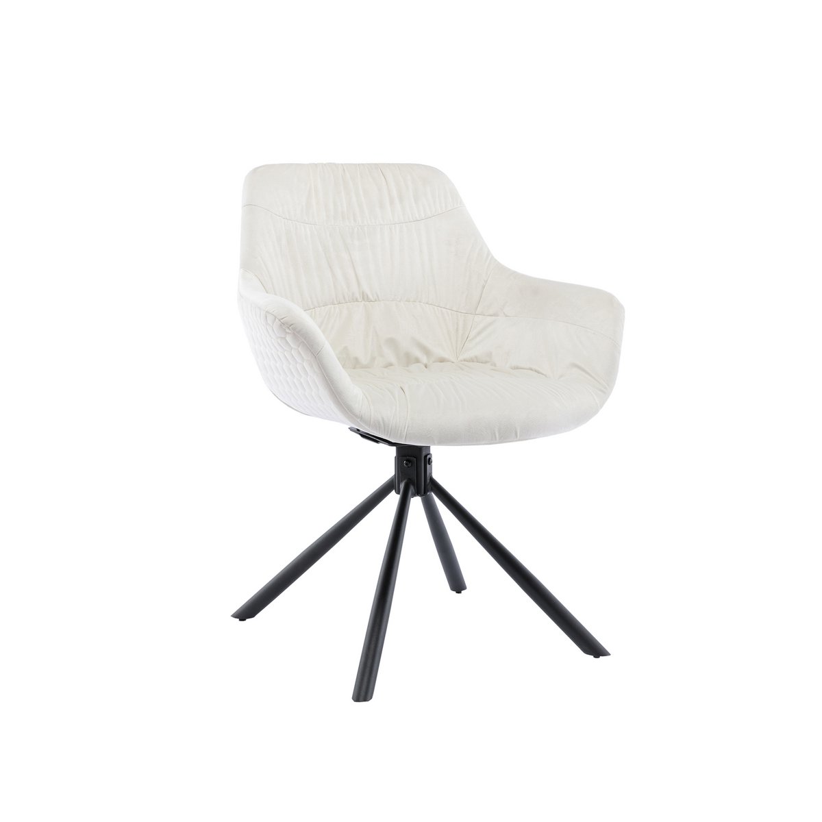 Fauteuil met honingraatstiksel in crème fluweel