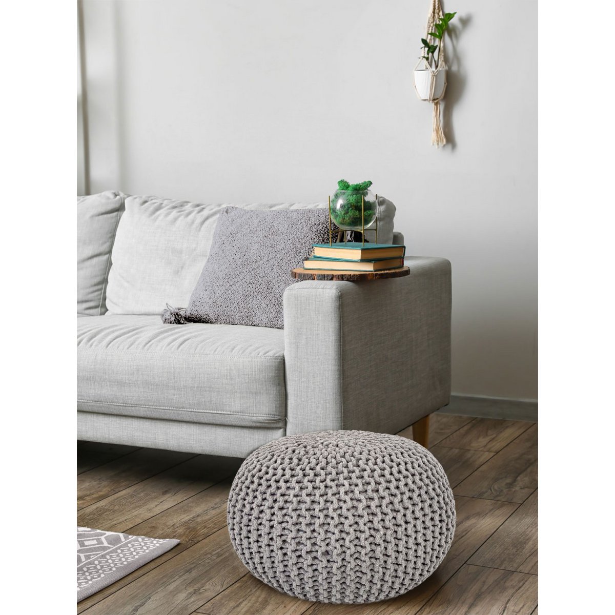 Brei -ontlasting pouf Ø 45 H 30 cm cm stoel pouf breien vloer kussen