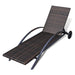 Ligbed met kussen en wieltjes poly rattan bruin
