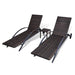 Ligbedden met tafel poly rattan bruin