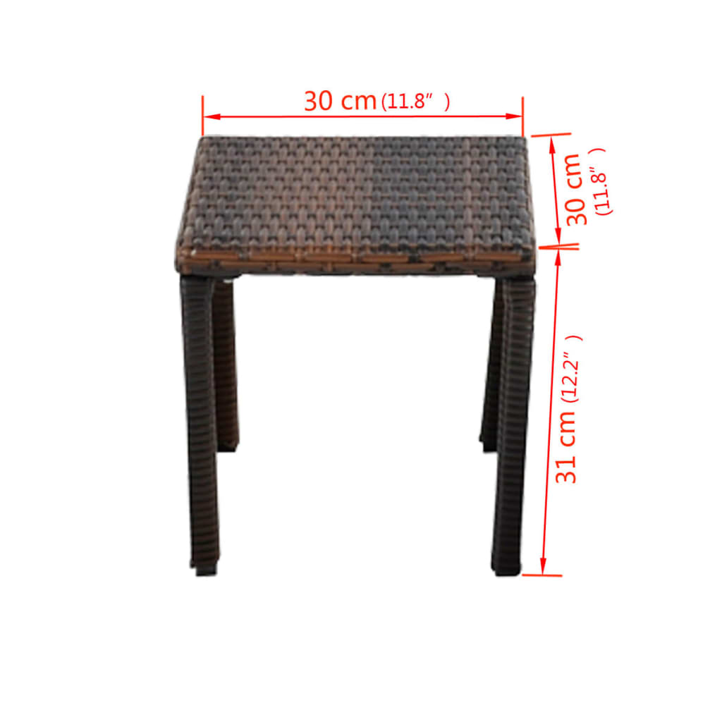 Ligbedden met tafel poly rattan bruin