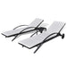 Ligbedden met tafel poly rattan zwart
