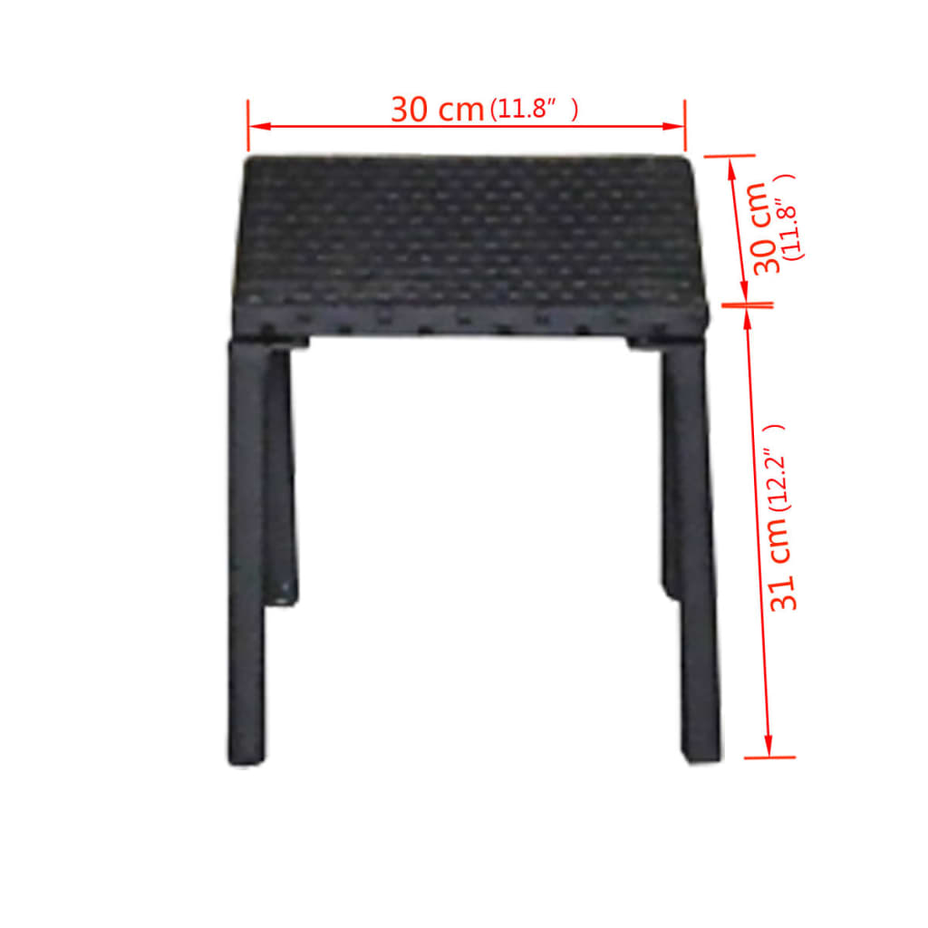 Ligbedden met tafel poly rattan zwart