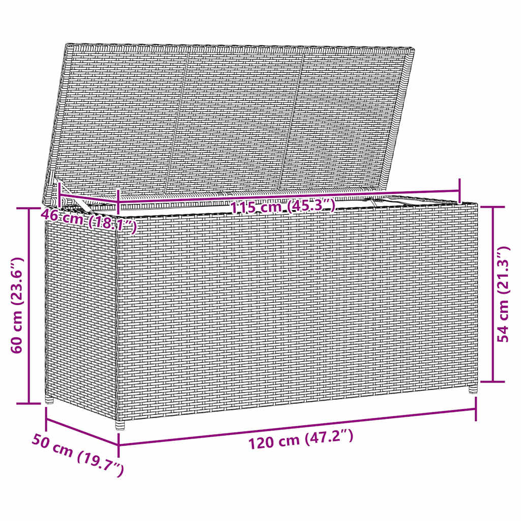 Tuinbox 120x50x60 cm poly rattan bruin
