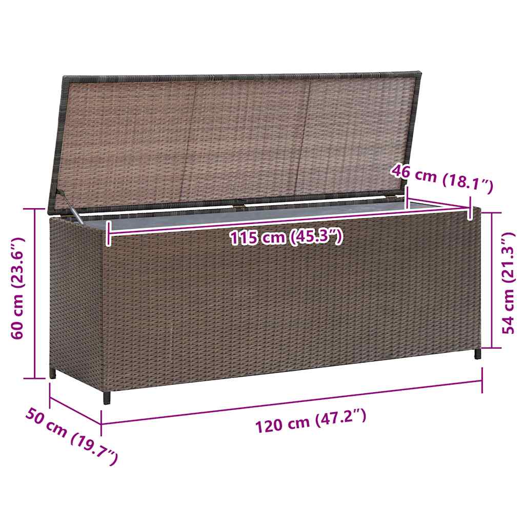 Tuinbox 120x50x60 cm poly rattan bruin
