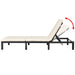 Ligbed met kussen poly rattan zwart