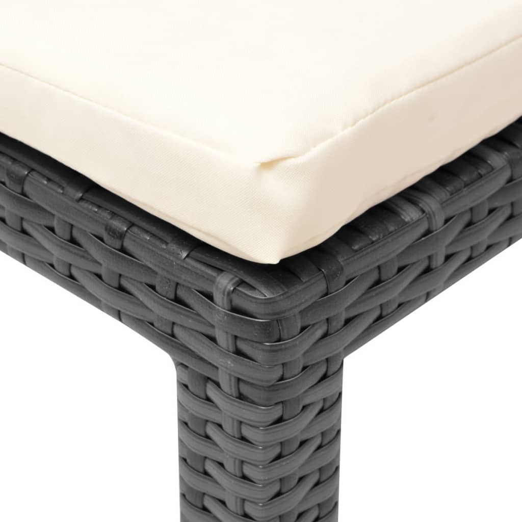 Ligbed met kussen poly rattan zwart