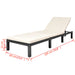 Ligbed met kussen poly rattan zwart