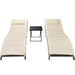 Ligbedden inklapbaar 2 st met tafel poly rattan zwart