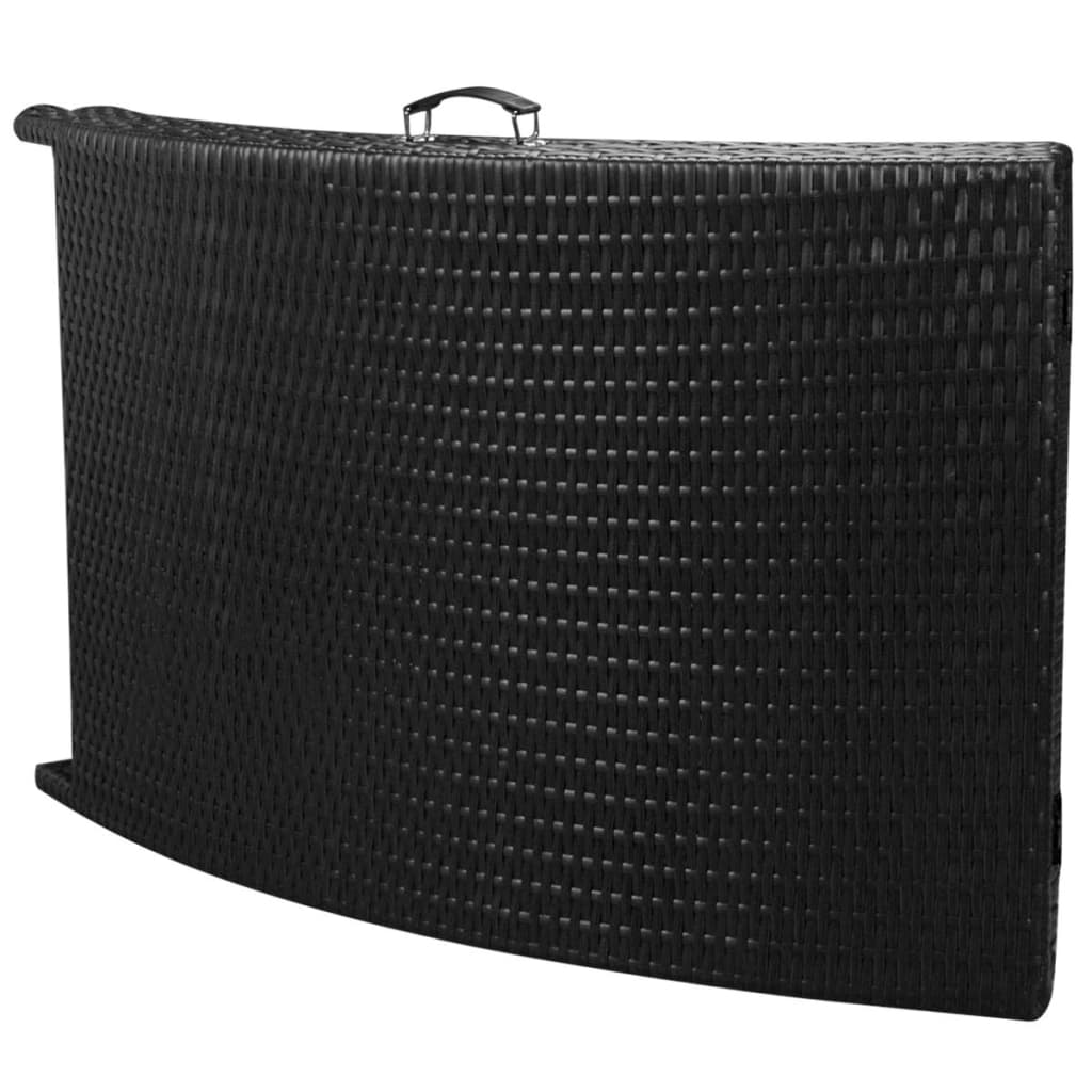 Ligbedden inklapbaar 2 st met tafel poly rattan zwart
