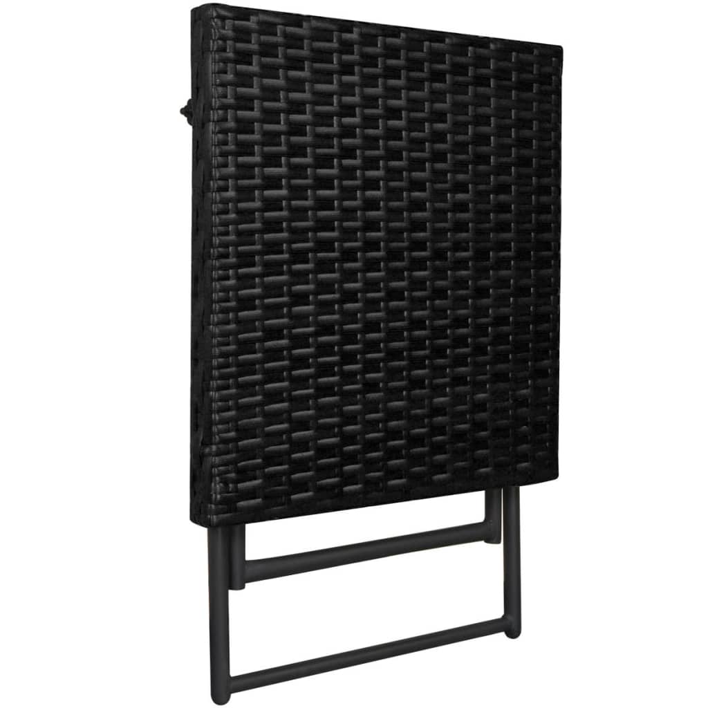 Ligbedden inklapbaar 2 st met tafel poly rattan zwart