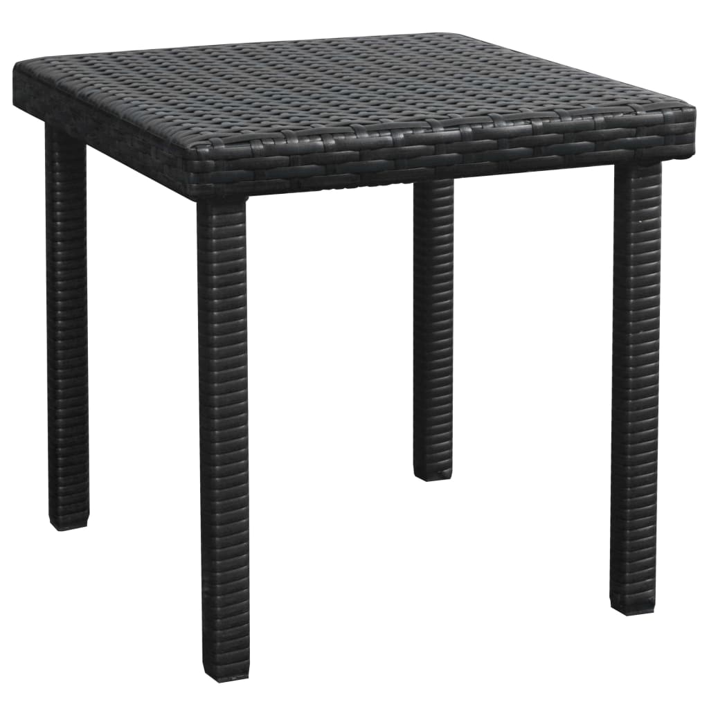 Ligbed met kussen en tafel poly rattan zwart