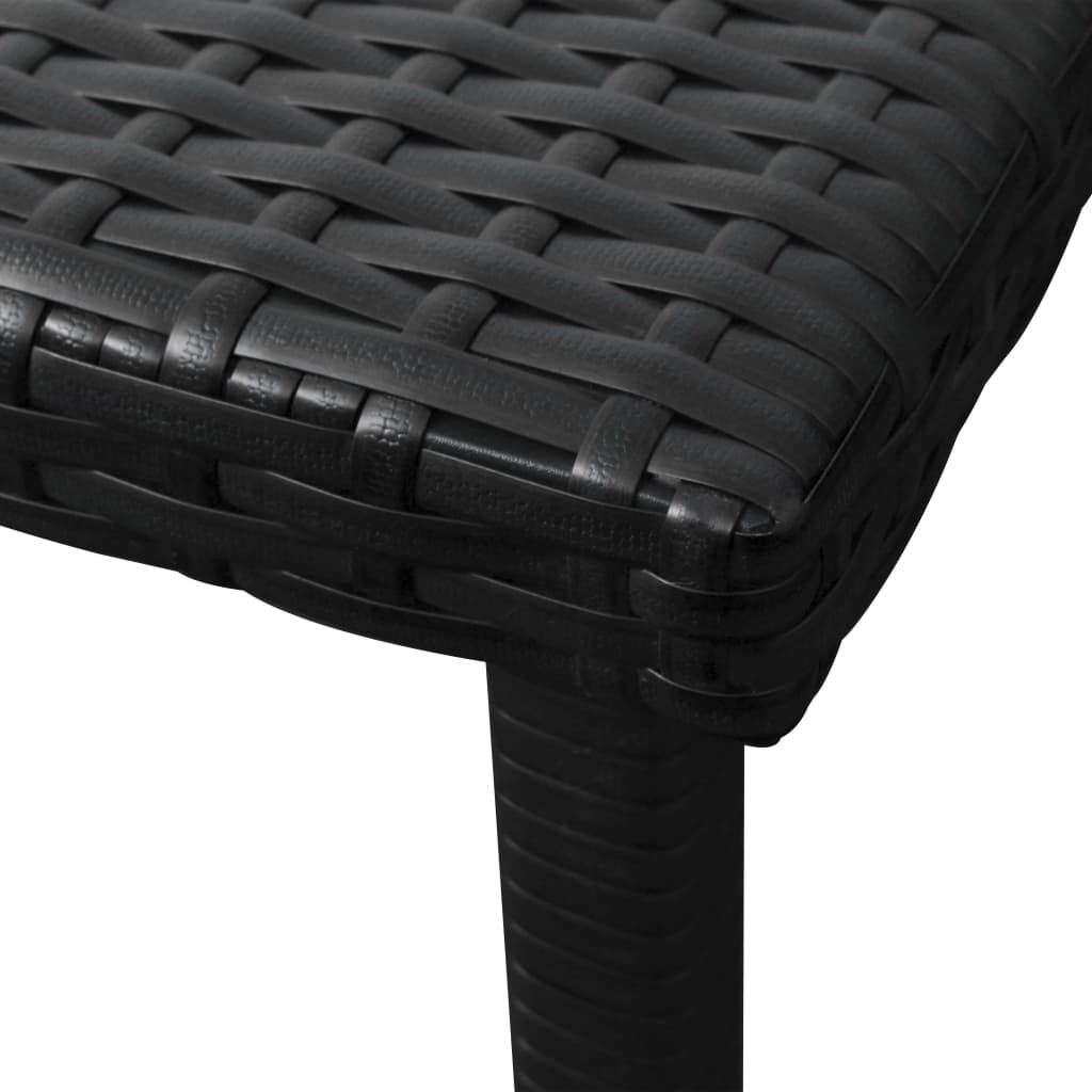Ligbed met kussen en tafel poly rattan zwart