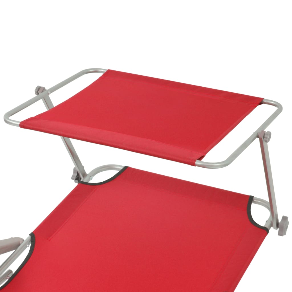 Ligbed met luifel staal rood