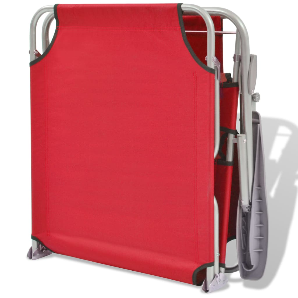 Ligbed met luifel staal rood