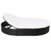 Loungebed met kussen poly rattan zwart