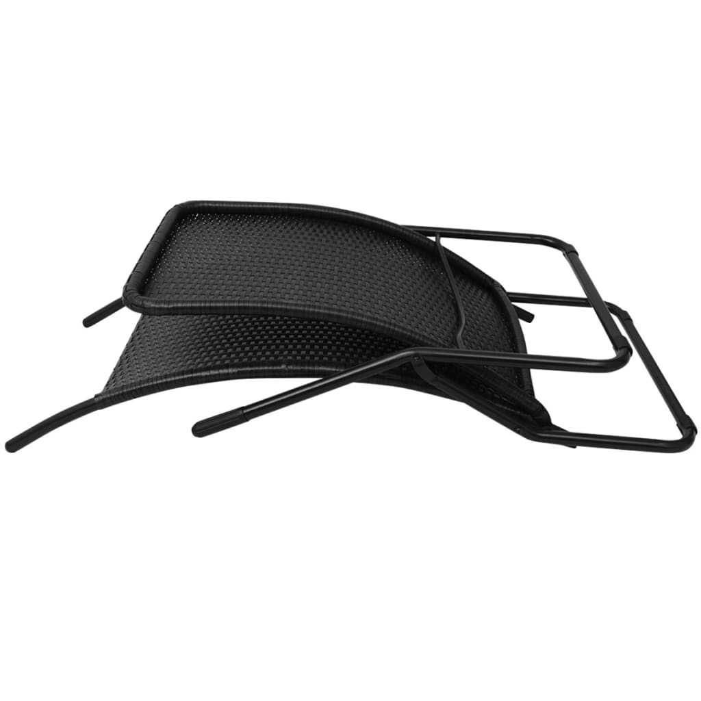 Inklapbaar ligbed poly rattan zwart