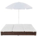 Loungebed met parasol poly rattan bruin