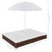 Loungebed met parasol poly rattan bruin