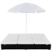 Loungebed met parasol poly rattan zwart