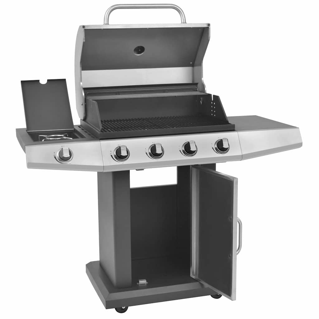 Gas Barbecue Grill met wiel Zilver Staal met Metaal Slang