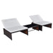 Tuinstoelen 2 st verstelbaar met tafel poly rattan bruin