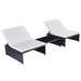 Tuinstoelen 2 st verstelbaar met tafel poly rattan zwart