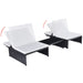 Tuinstoelen 2 st verstelbaar met tafel poly rattan zwart