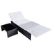 Tuinstoelen 2 st verstelbaar met tafel poly rattan zwart