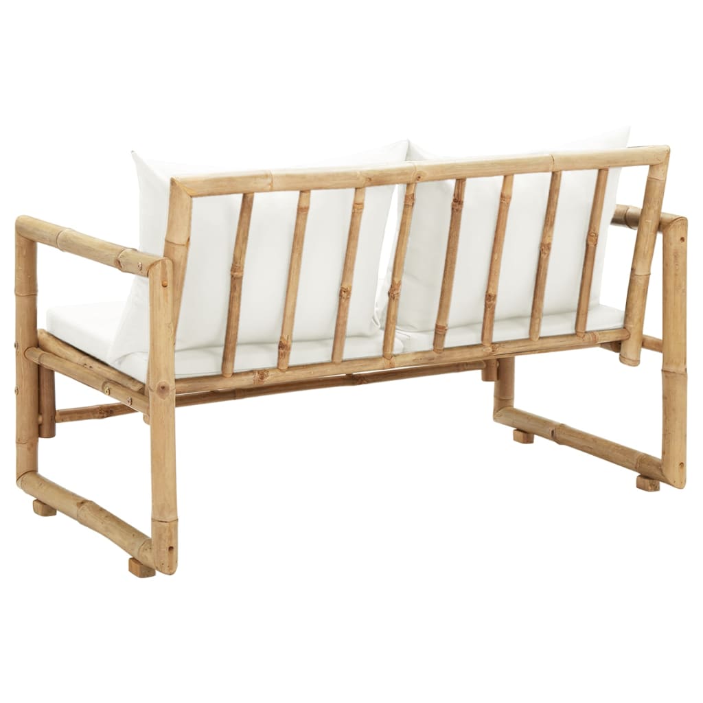 Tuinbank 2-Zits Met Kussens Bamboe 1 crème