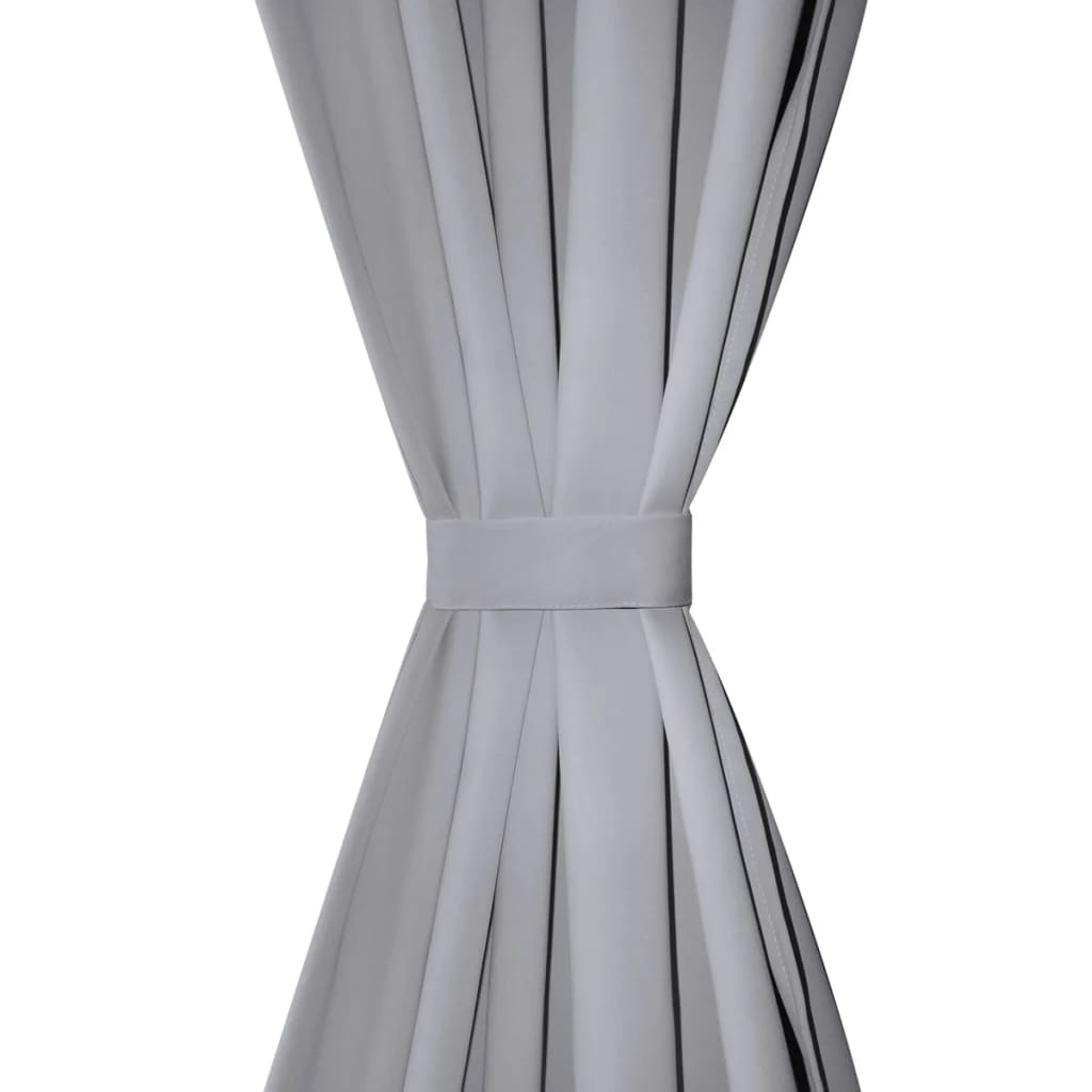 Gordijnen met metalen ringen verduisterend 135x175 grijs 2 st