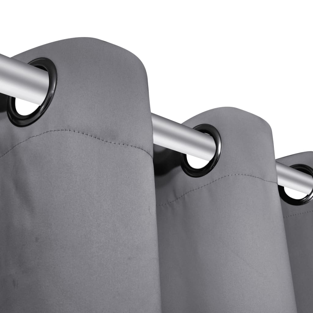 Gordijnen met metalen ringen verduisterend 135x175 grijs 2 st