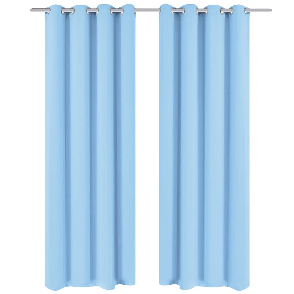Gordijn met metalen ringen verduisterend 270x245 turquoise