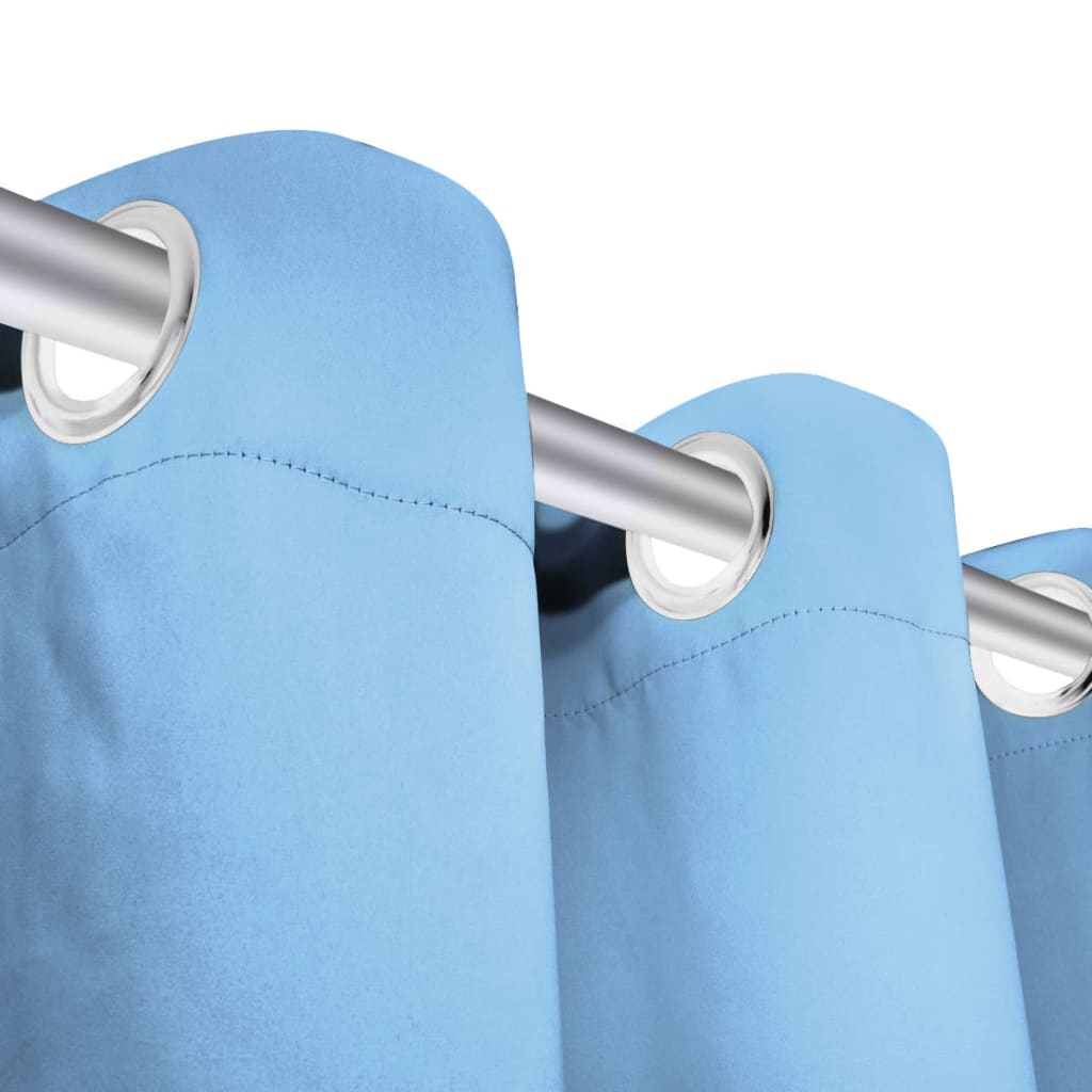 Gordijn met metalen ringen verduisterend 270x245 turquoise