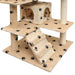Kattenkrabpaal met sisal krabpalen 125 cm pootafdrukprint beige