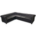 Chesterfield hoekbank 6-zits kunstleer zwart