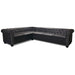 Chesterfield hoekbank 6-zits kunstleer zwart