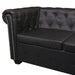 Chesterfield hoekbank 6-zits kunstleer zwart