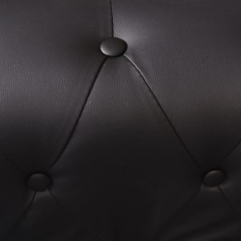 Chesterfield hoekbank 6-zits kunstleer zwart