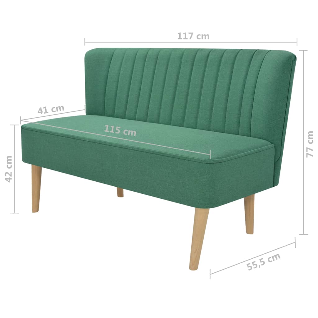 Bank 117x55,5x77 cm stof groen