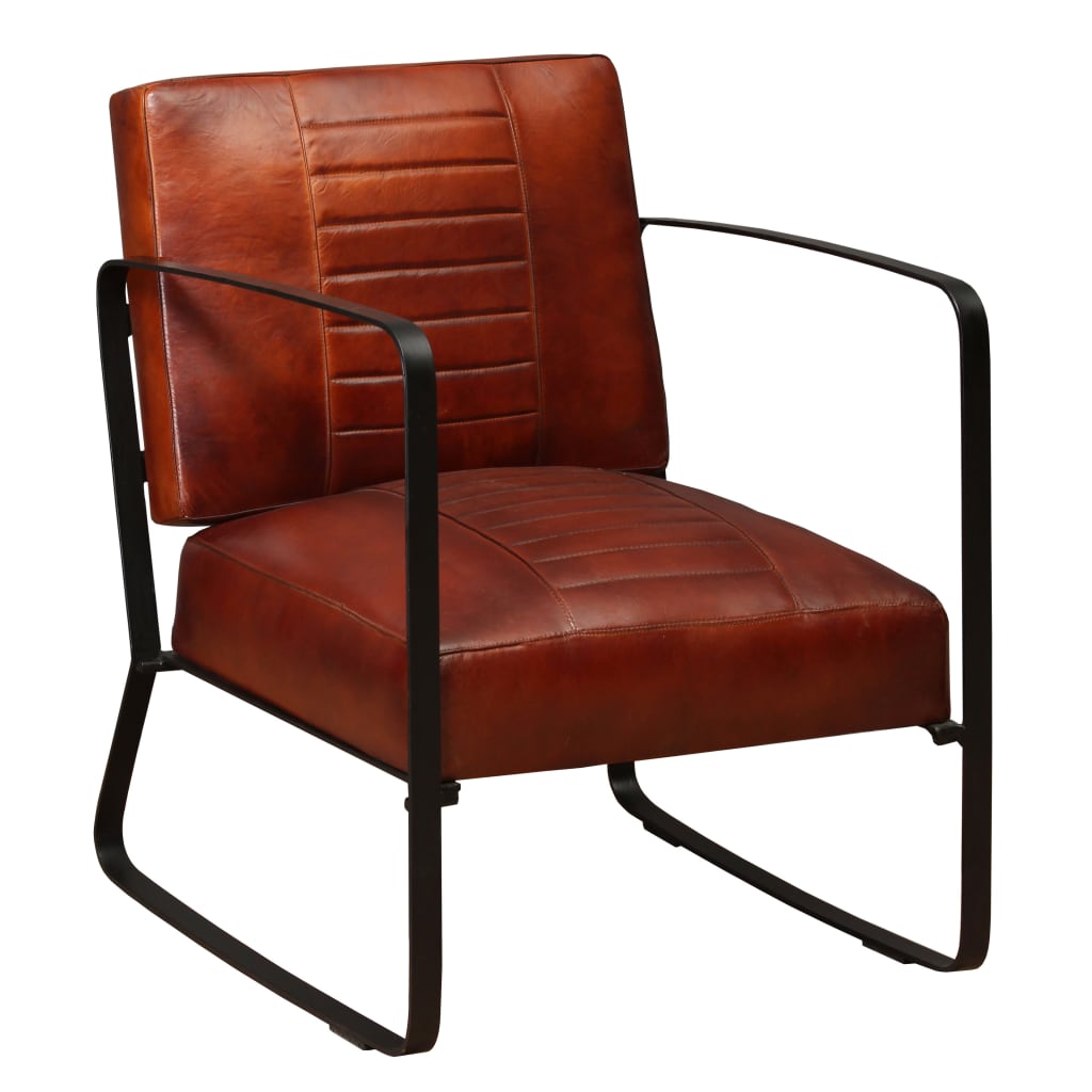 Loungestoel echt leer bruin